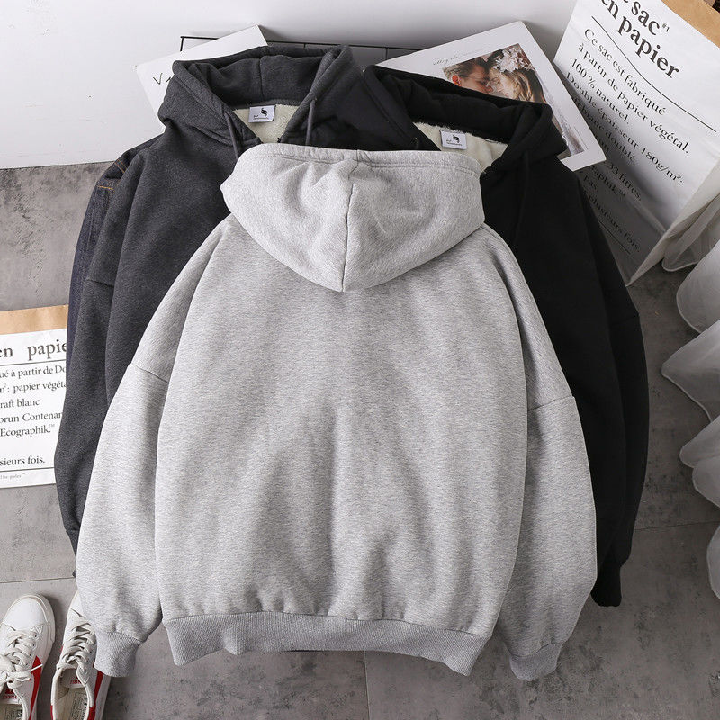 Women Winter Hoodies Coat Plush Jackets Solid Color Velvet Thick Warm Coat Zipper Sweatshirt Tops Winter Plus Size Outwear - Deanwangkt