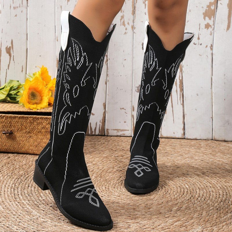 deanwangkt - Black Casual Embroidered Patchwork Pointed Comfortable Out Door Shoes - Deanwangkt