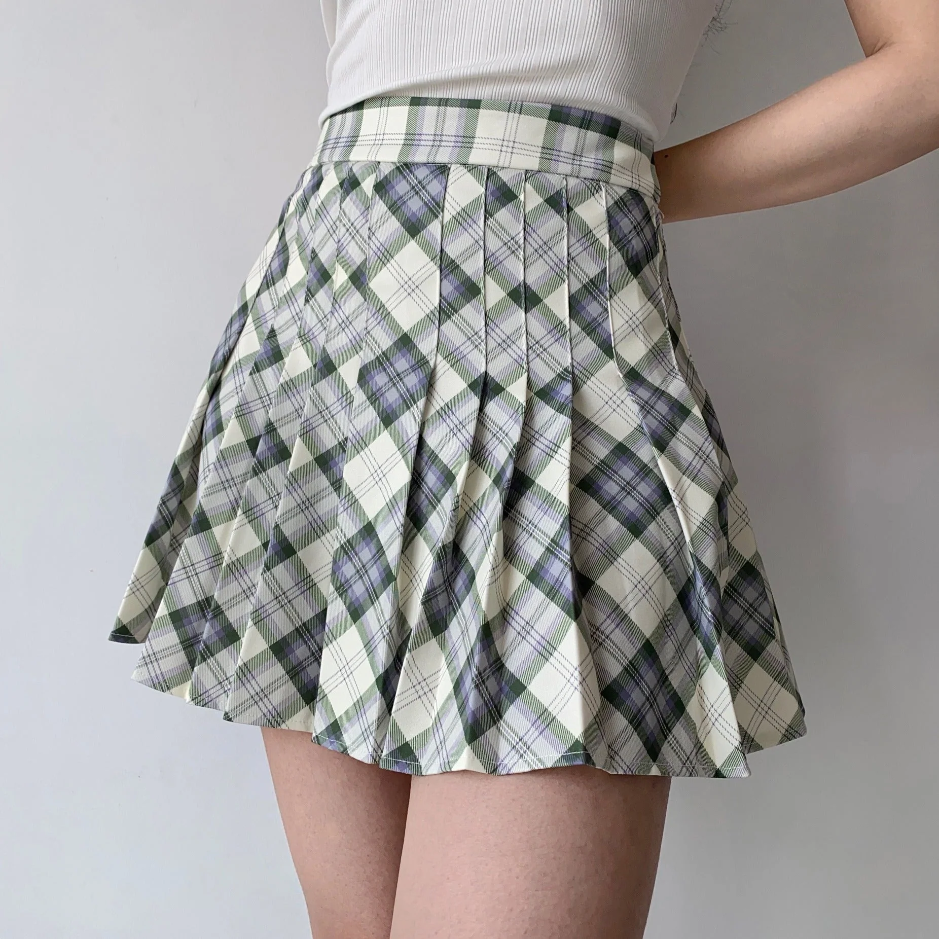 deanwangkt - Seoul Style Plaid Tennis Skirt // Mint - Deanwangkt