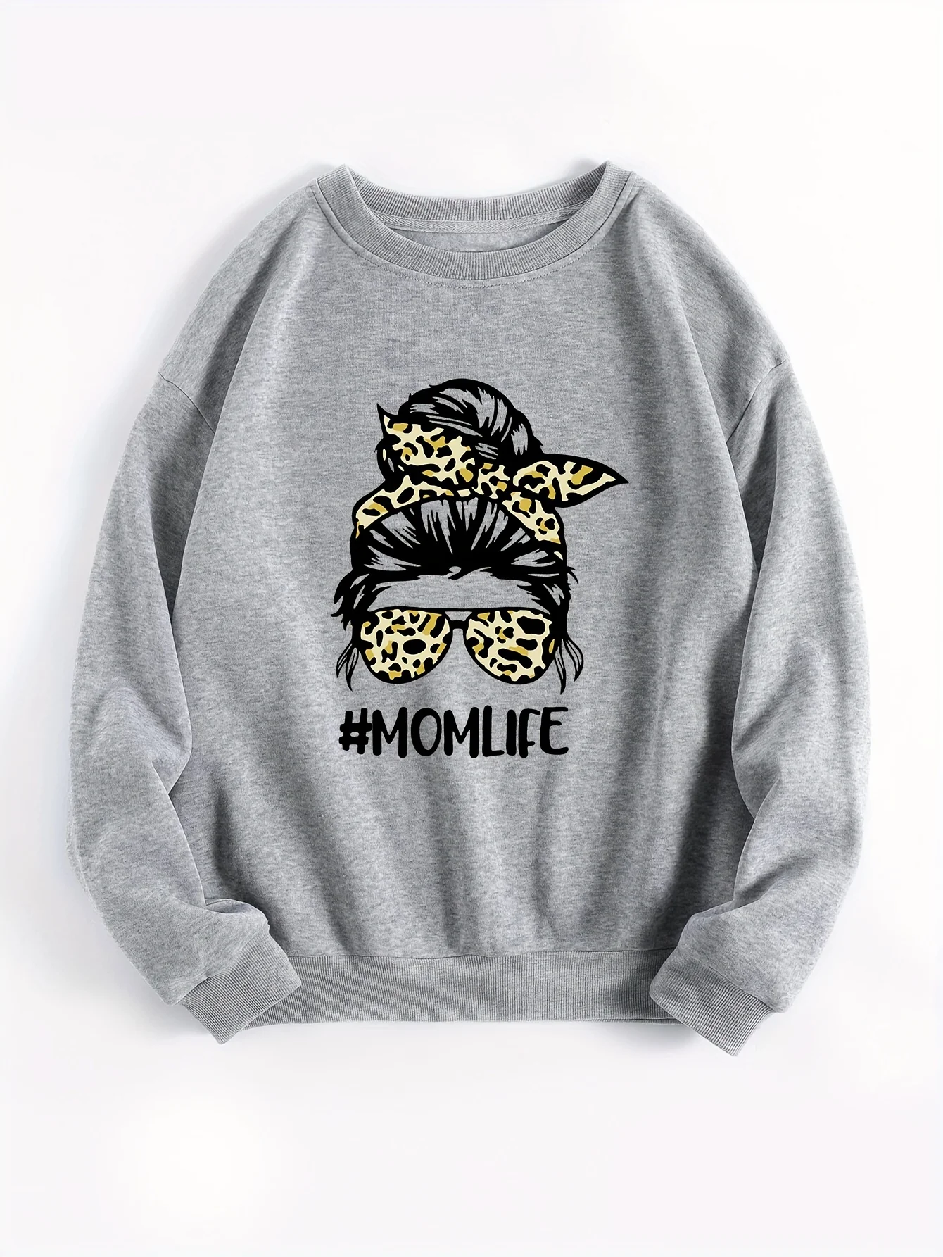 Fashion Girl Graphic Crew Neck Oversized Sports Sweatshirt, Drop Shoulder Casual Pullover Tops, Women's Sporty Sweatshirts - Deanwangkt