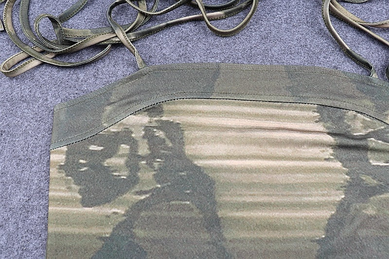 deanwangkt Fashion Print Sleeveless Crop Tops for Women Bandage Sexy Backless Tie Up Halter Top Female Cropped Top Summer - Deanwangkt