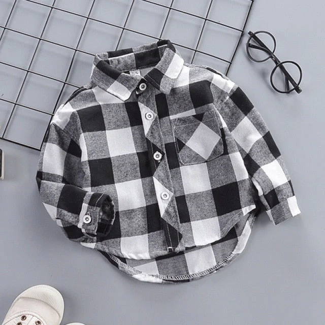deanwangkt  Kids Shirt Clothes Spring Thin Blouses Clothing Infant Boy Plaid Cotton Tops 1 2 3 4 Years Kids Long Sleeves Shirt - Deanwangkt