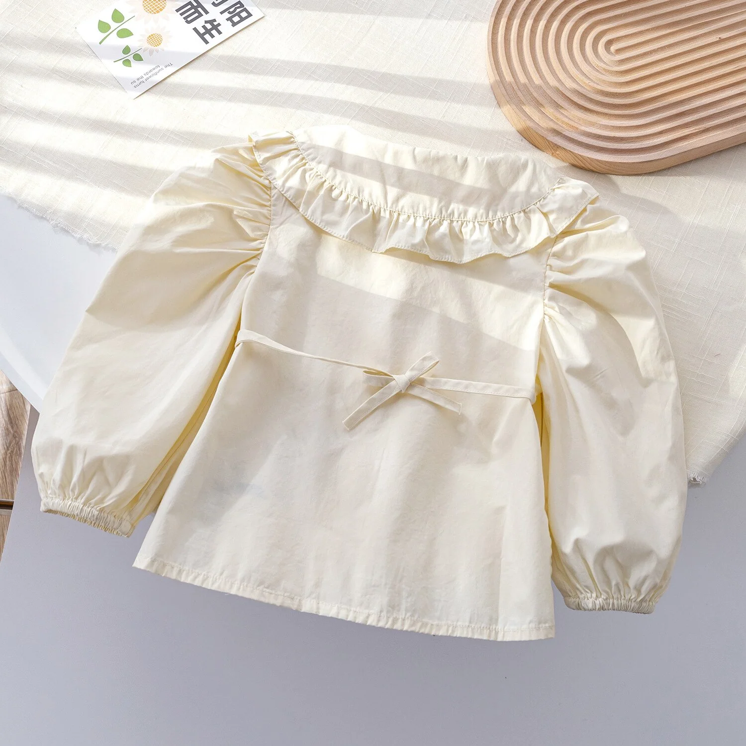 deanwangkt  kids  Girls fashion lace trun-down collar shirts all-match casual cotton shirt Tops - Deanwangkt