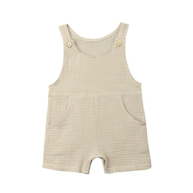 deanwangkt 0-24M Summer Solid Rompers Newborn Infant Baby Girl Boy Outfit Cotton Romper Jumpsuit Bebe Kids Ropa Sleevless Casual Clothes - Deanwangkt