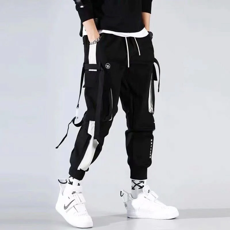 DEANWANGKT Mens Vintage Hip Hop Style Baggy Jeans Hip Hop Cargo Pants Men Streetwear Cotton Joggers Fashion Sweatpants Male Casual Harem Trousers Summer Harajuku Pants Men Women - Deanwangkt