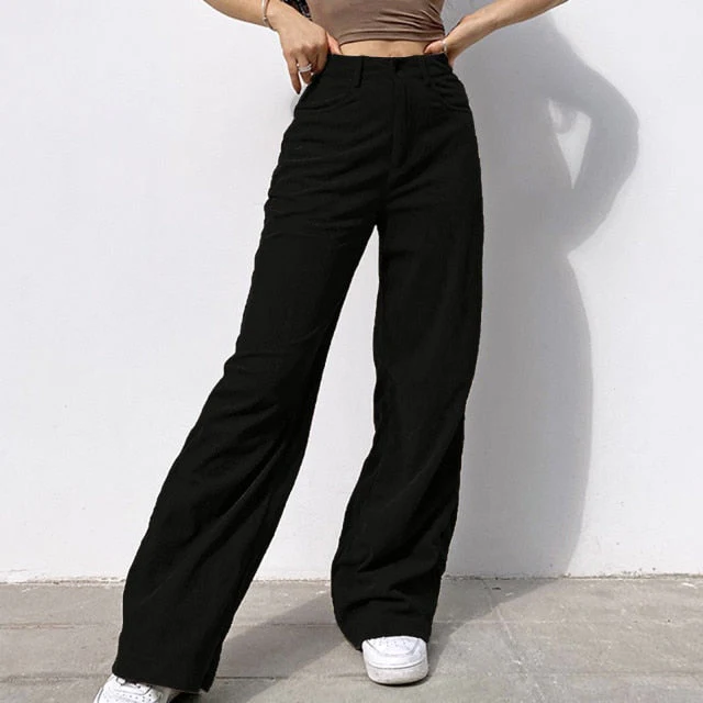 deanwangkt  New Spring Fashion Jeans Women Pants Solid Mid Waisted Wide Leg Pants Straight  Casual Baggy Trousers Jean Femme - Deanwangkt