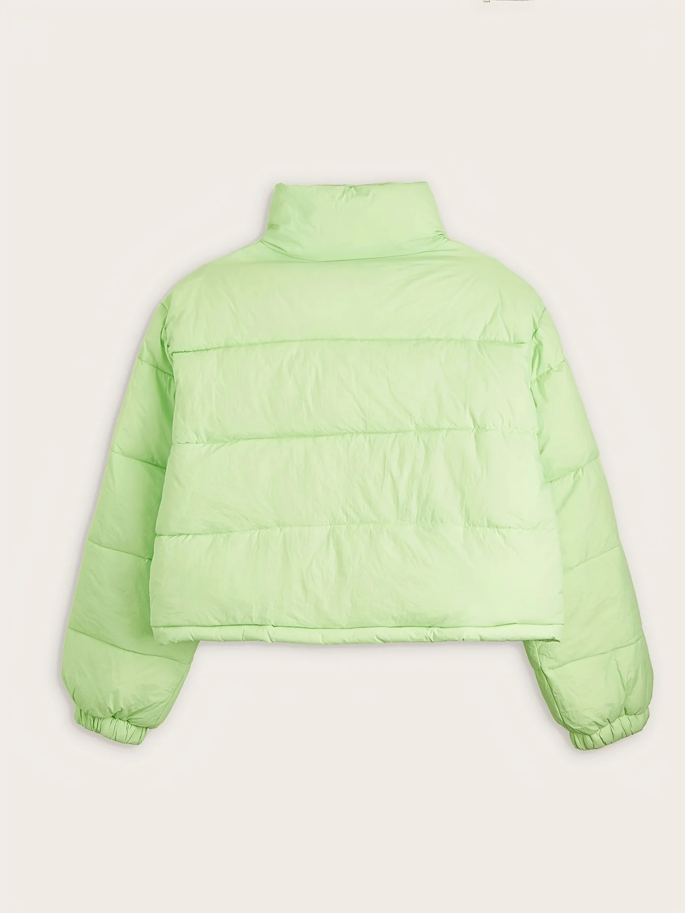 Solid Full Zipper Crop Coat, Warm Stand Collar Lightweight Coat, Outerwear For Fall & Winter, Women's Clothing - Deanwangkt