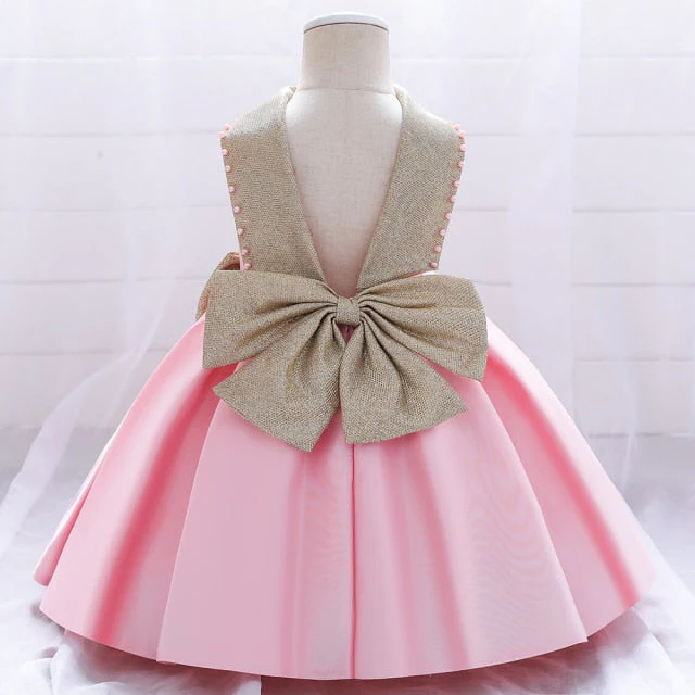 Summer Sequin Big Bow Baby Girl Dress 1st Birthday Party Wedding Dress For Girl Palace Princess Evening Dresses Kid Clothes - Deanwangkt