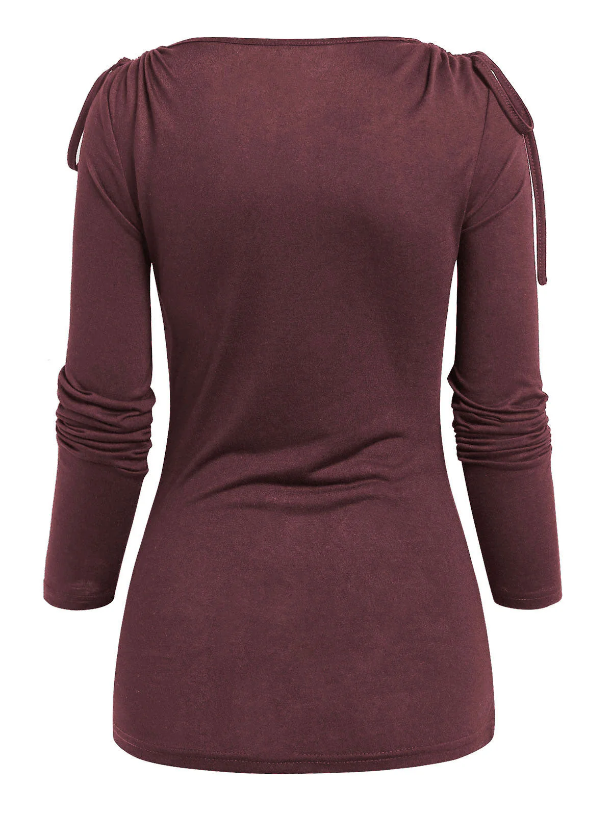 deanwangkt   Cowl Neck Cinched O Ring Tee Long Sleeve Loose Tops  Women's Spring Autumn Style Blouses Shirt - Deanwangkt