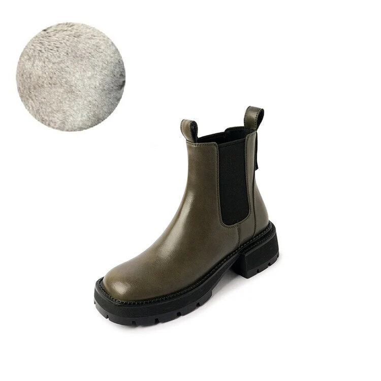 deanwangkt Autumn Shoes    NEW Fall/Winter Women Boots Round Toe Chunky Heel Shoes Women Split Leather Ankle Boots Platform Shoes Women Short Modern Boots - Deanwangkt