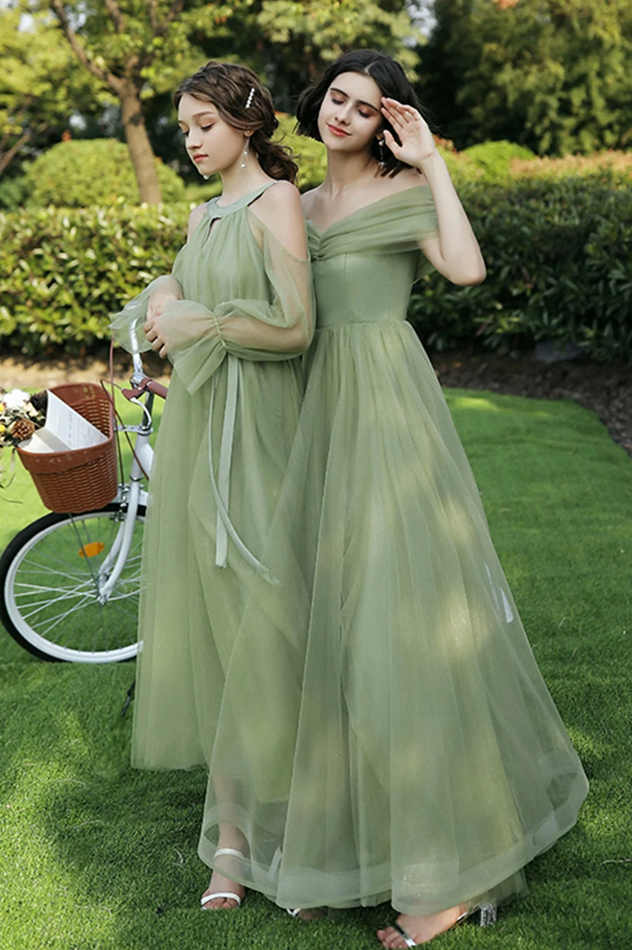solvbao Green Tulle Long Prom Dresses, A-Line Evening Dresses - Deanwangkt