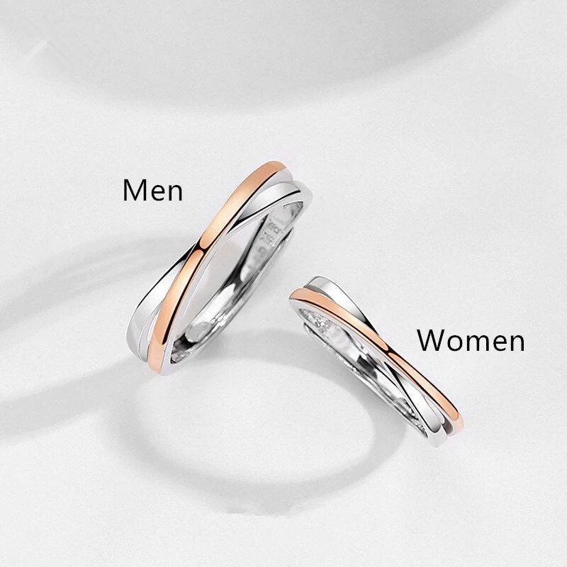 DEANWANGKT Sterling Silver Angel And Devil Couple Rings Wing Feather Opening Rings For Women Men Lovers Party Jewelry - Deanwangkt