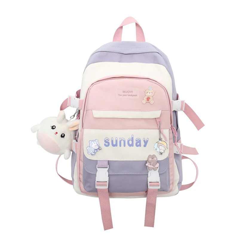 Back to school  Fashion Cute Teens Bookbag Nylon Waterproof Women Backpack Travel Mochila Kawaii Schoolbag for Girls Set Bag Rucksack - Deanwangkt