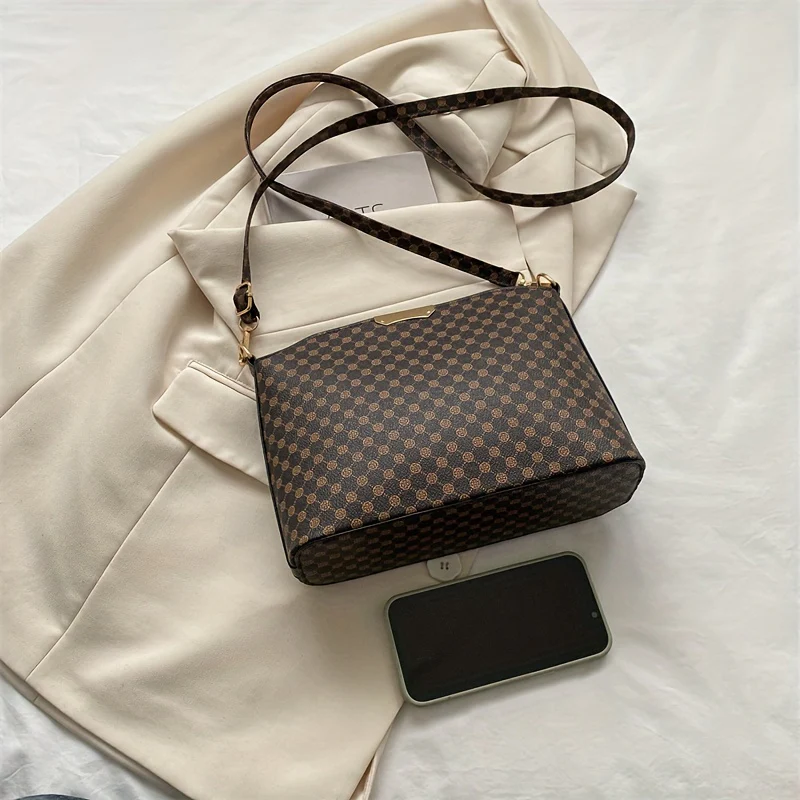 deanwangkt-1 Vintage Polka Dots Print Crossbody Bag, Casual Zipper Bucket Bag, Perfect Shoulder Bag For Daily Use - Deanwangkt