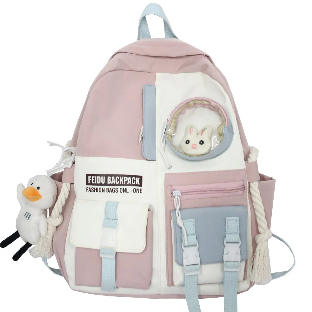 Female Harajuku Nylon Bag Kawaii Girl College Student Backpack Waterproof Fashion Ladies School Bag Book Women Cute Backpack New - Deanwangkt