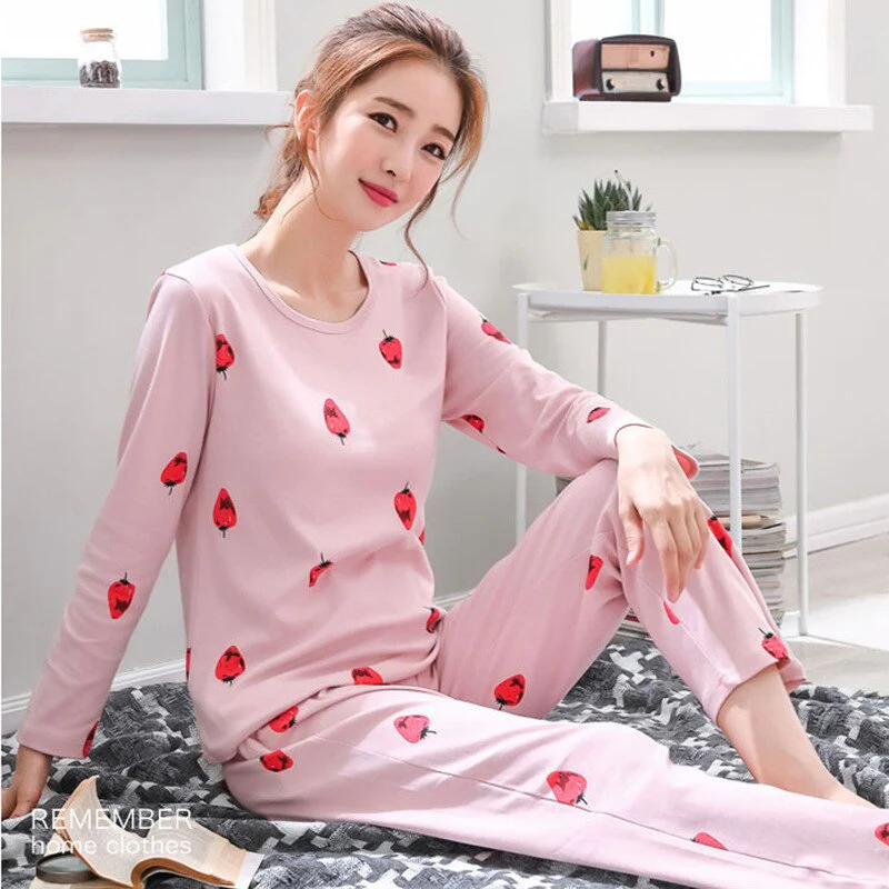 deanwangkt Women Pajamas Set Girl Sleepwear Pijama Long Women Pyjamas Suit Female Clothing Set  Nightwear - Deanwangkt