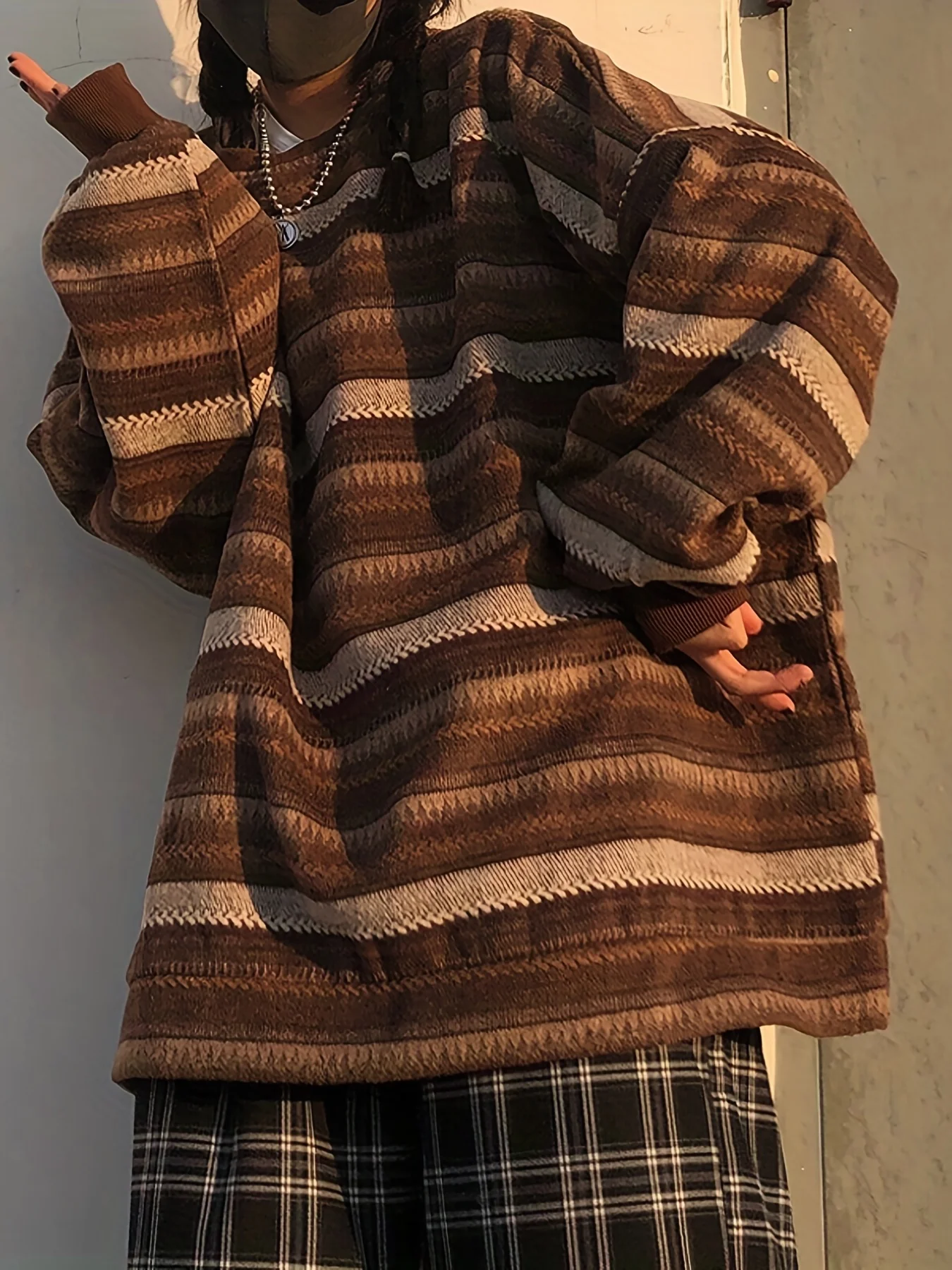 deanwangkt  Striped Drop Shoulder Sweatshirt, Casual Crew Neck Long Sleeve Pullover, Women's Clothing - Deanwangkt