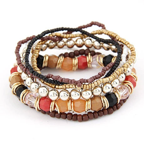 DEANWANGKT Bohemian Fashion Jewelry MutiLayer Beads Bracelets & Bangles for Women Elastic Strand Pulseras Mujer Femme Bijouterie - Deanwangkt