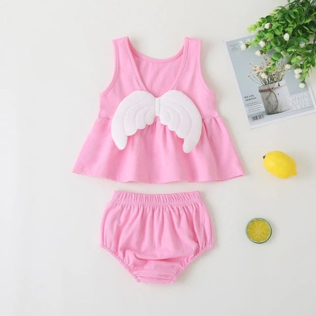 deanwangkt NEW Newborn Baby Girls Clothes Sleeveless Dress+Briefs 2PCS Outfits Set Striped Printed Cute Clothing Sets Summer Sunsuit 0-24M - Deanwangkt