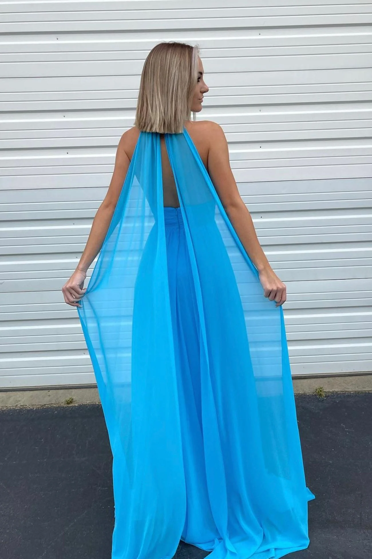 solvbao Blue Chiffon Long Prom Dresses, A-Line Evening Dresses - Deanwangkt