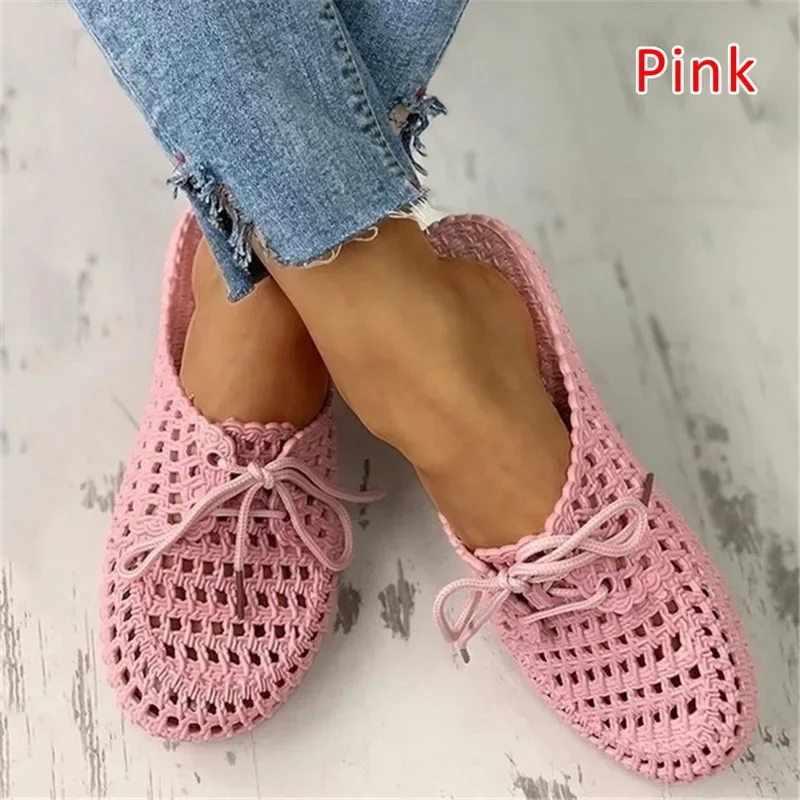 deanwangkt Women's Flip-flops Summer Shoes for Women Sandals Fashion Hollow Out Breathable Beach Shoes Lace-up Ladies Slippers Sandals - Deanwangkt