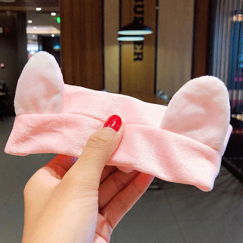 Wash Face Hair Holder Hairbands Soft Warm Coral Fleece Bow Animal Ears Headband For Women Girls Turban Fashion Hair Accessories - Deanwangkt