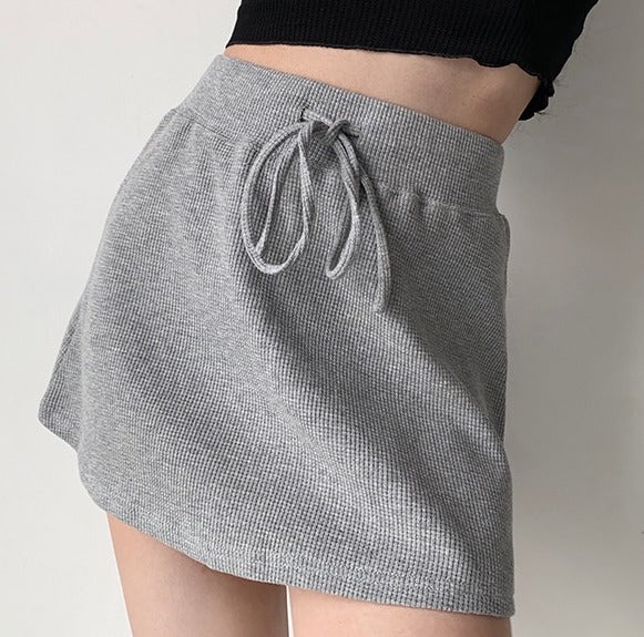 deanwangkt - Waffle Drawstring Skirt - Deanwangkt