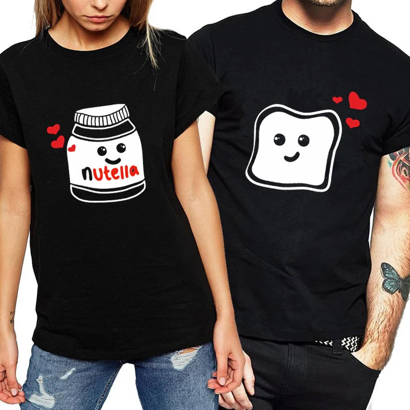 Wenkouban Funny New Couple Clothes Summer Tees Women T-Shirt Cotton Print Nutella T Shirt Women Tops Couple Harajuku T Shirts - Deanwangkt