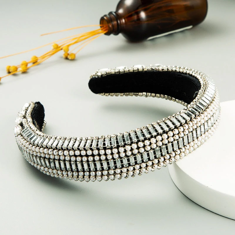 Baroque Hand Made Pearl Beading Gemstone Retro Luxury Hairbands ZA Hair Accessories Hair Bows Flower Crown Headbands For Women - Deanwangkt