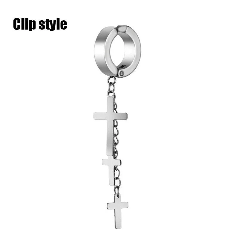 deanwangkt  Women Girls Punk One-piece Earrings Butterfly Cross Pendant Tassel Clip Earrings Ear Studs Alloy Dangle Earring Jewelry Gift - Deanwangkt