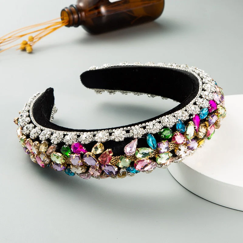 Baroque Hand Made Pearl Beading Gemstone Retro Luxury Hairbands ZA Hair Accessories Hair Bows Flower Crown Headbands For Women - Deanwangkt