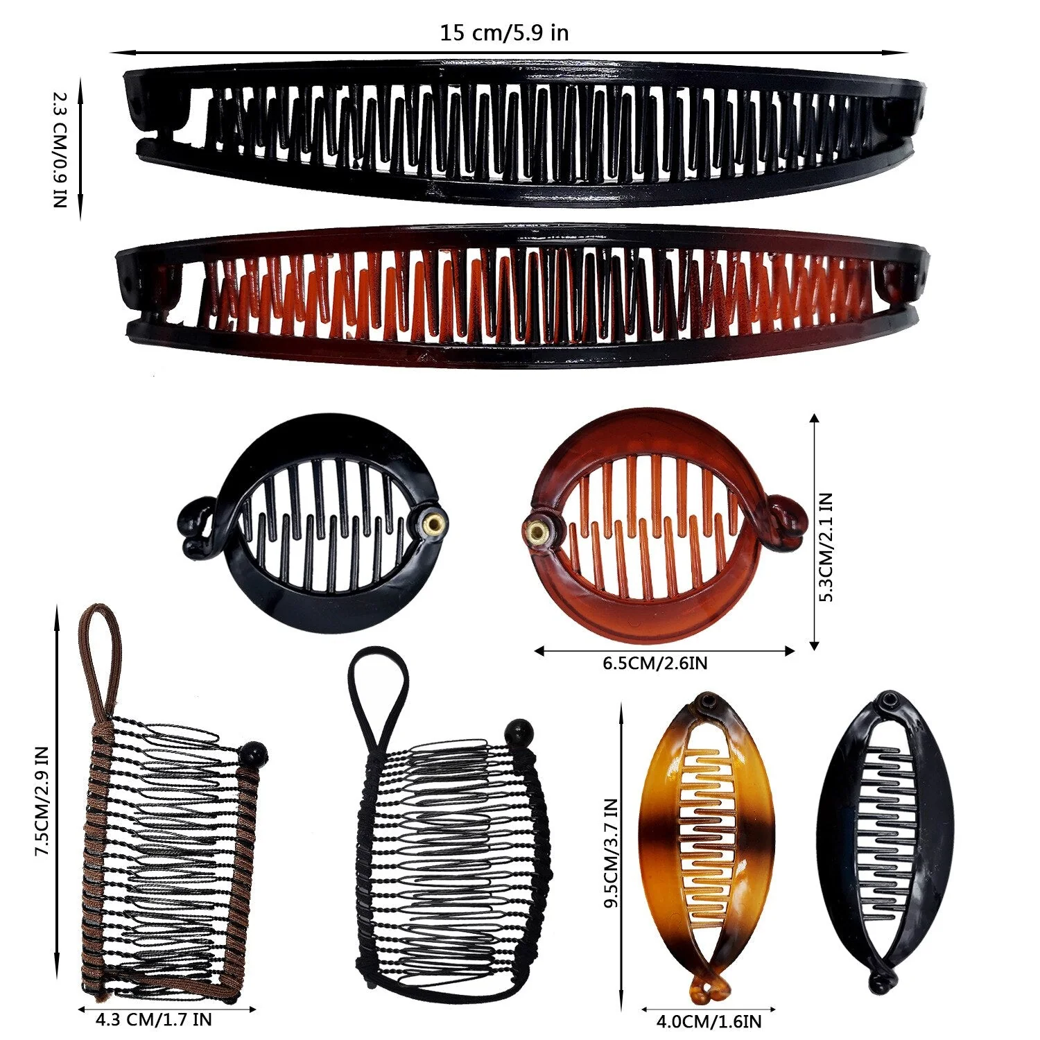 deanwangkt Fish clip set-Banana hair clips Fish hairpin combs Fashion combs Hot style Ponytail Banana clip hair combs Flat clamp for women - Deanwangkt