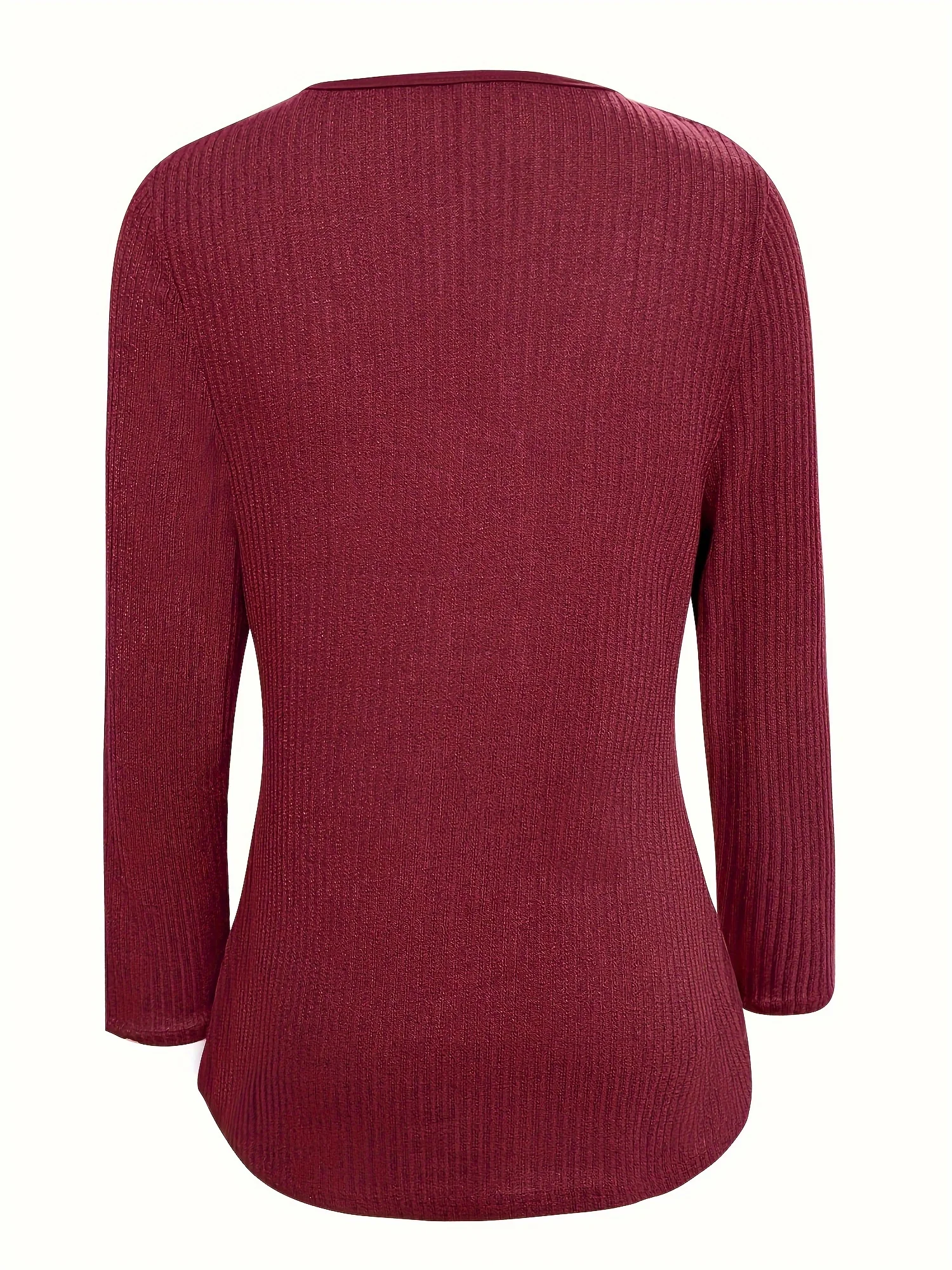 Tie Front Ruffle Trim T-Shirt, Casual Long Sleeve Top For Spring & Fall, Women's Clothing - Deanwangkt