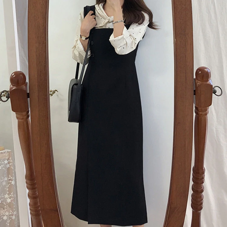 Joskka New  Summer Autumn Women's Dresses Sleeveless Fashionable Elegant Split Vintage High Waist Lady Wild Long Dresses DR1865 - Deanwangkt