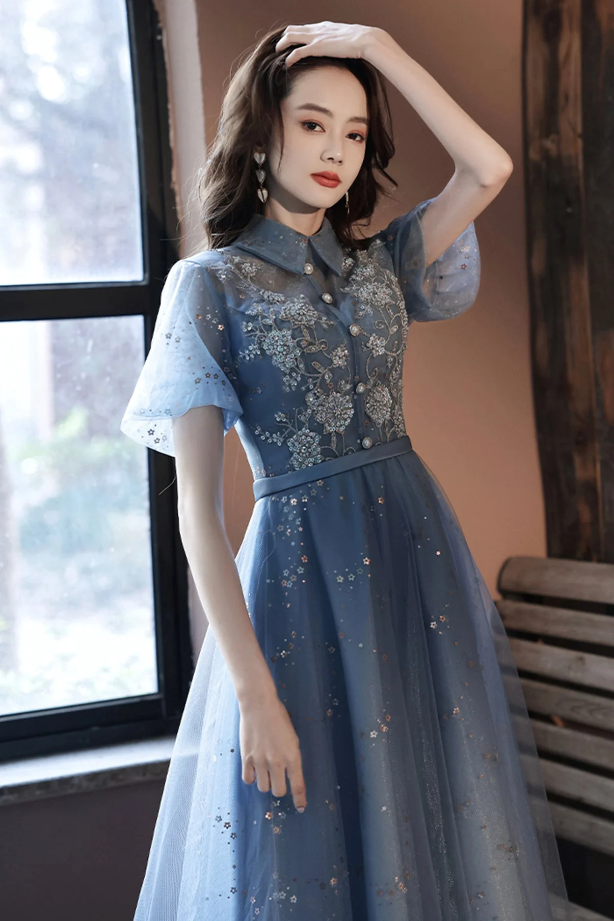 solvbao Blue Tulle Lace Short Prom Dresses, A-Line Homecoming Dresses - Deanwangkt