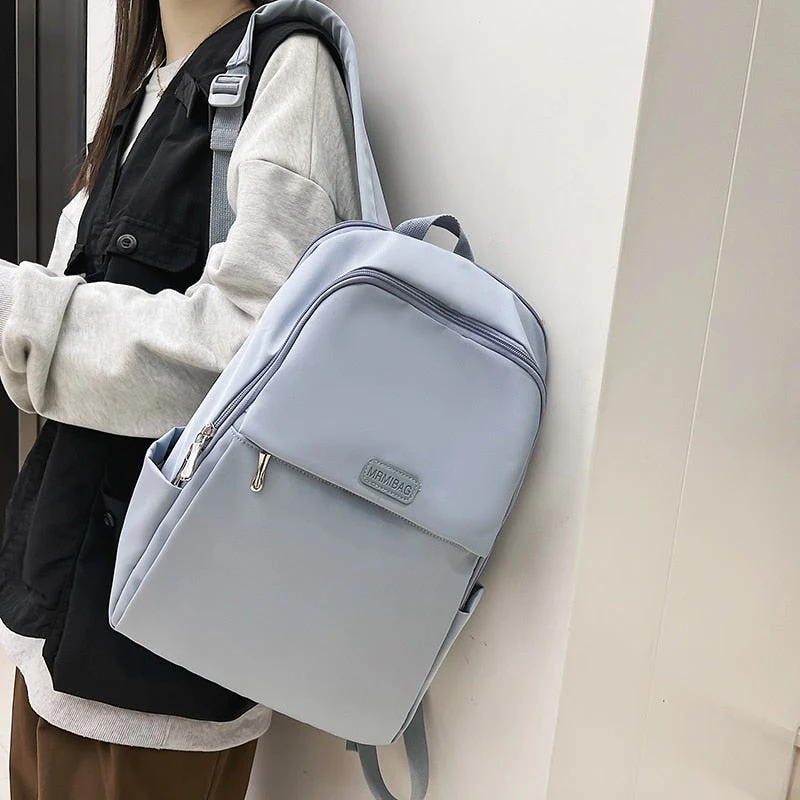 deanwangkt Female Pack Nylon Women Laptop Backpack Fashion Bagpack Shoulder Back Bag Preppy Style Solid Color Backpacks for Girls Bookbag - Deanwangkt