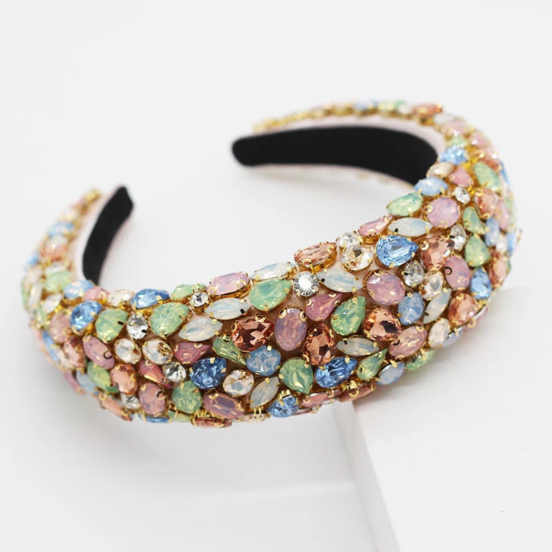 Baroque Hand Made Pearl Beading Gemstone Retro Luxury Hairbands ZA Hair Accessories Hair Bows Flower Crown Headbands For Women - Deanwangkt