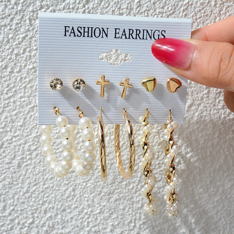 DEANWANGKT 23 Styles Women Earring Set Fashion Jewelry Gold Metal Big Hoop Dangle Drop Earing Butterfly Tassel Geometric Punk Brincos Femme - Deanwangkt