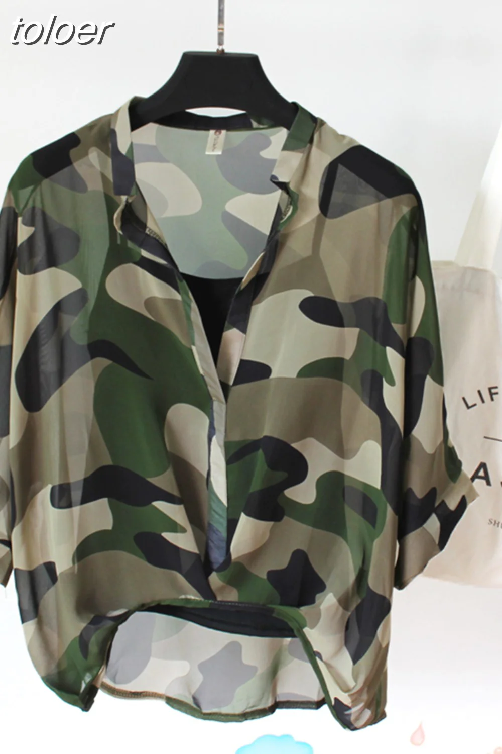 deanwangkt Two Piece Set Leopard Chiffon Shirts Summer Half Sleeve Loose V-Neck Women Casual Blouse Sexy Casual Striped Tops 19483 - Deanwangkt