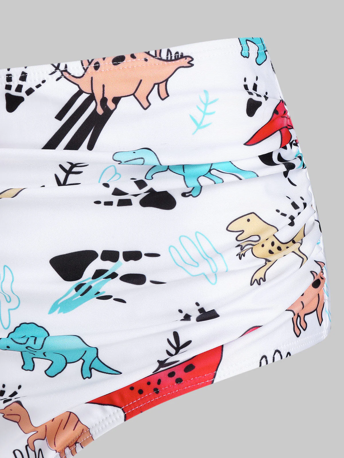 deanwangkt  Sexy Women High Waist Bikini Swimsuit Swimwear Female Bandeau Cartoon Dinosaur Print Bow Detail Padded Tankini Set Bather - Deanwangkt