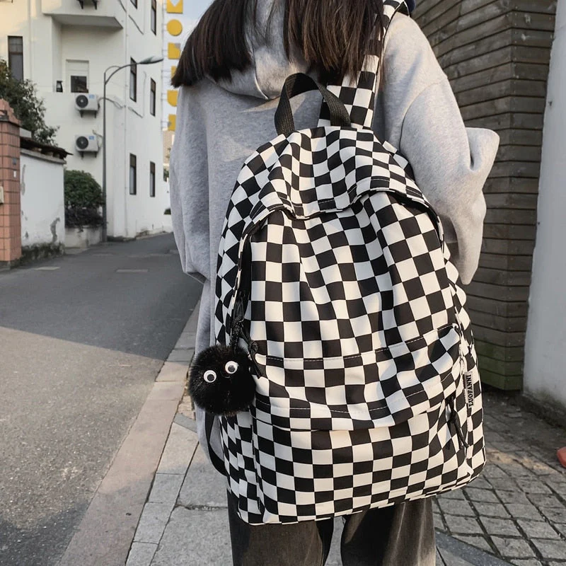 BACK TO SCHOOL  Fashion Girls Plaid Backpack Waterproof Leisure Shoulder Bag Women Laptop Mochila Bookbag Travel Rucksack for Female - Deanwangkt
