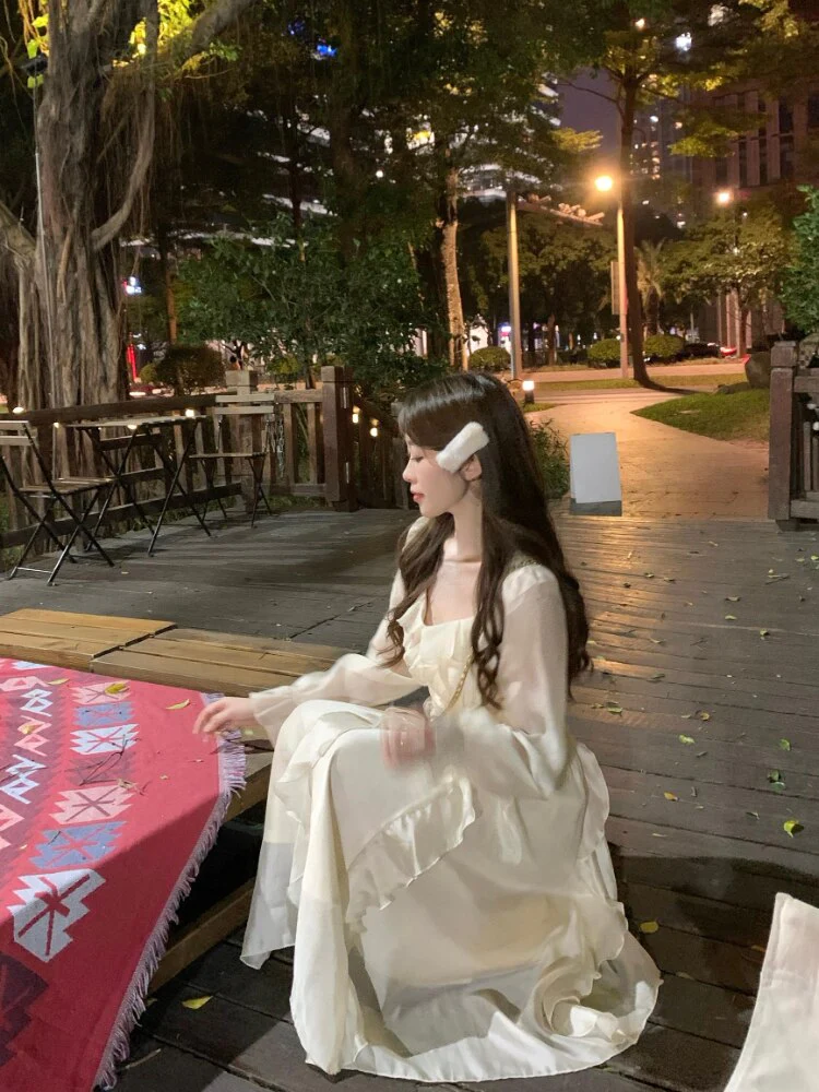 Joskka Solid France Style Elegant Dress Women Flare Sleeve Sweet Fairy Midi Dress Ladies High-waisted Chic Party Dress Summer  New - Deanwangkt