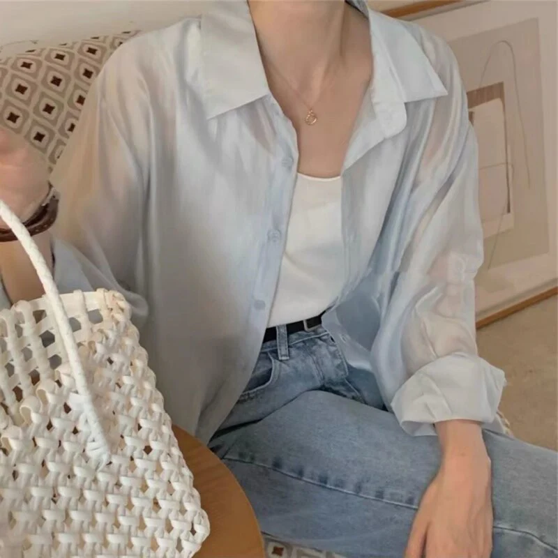 deanwangkt Chic Split Shirts Women Irregular Designed Stylish S-3XL Long Sleeve Blouse Sun-proof Breathable Outerwear Female Top - Deanwangkt