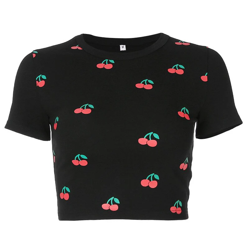 Letter Print Crop Top Graphic T Shirts O Neck Sexy Top Women Short Sleeve T-Shirts Fairy Grunge Slim Basic Baby Tees Y2K Clothes - Deanwangkt