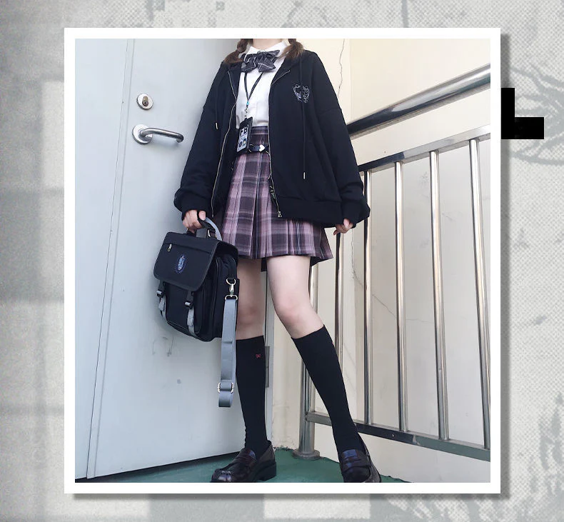 deanwangkt  Japanese Kawaii Zipper Hoodies Women Autumn Harajuku Oversized Preppy Style Jk Uniform Sweatshirt Soft Girl Cute Fashion - Deanwangkt