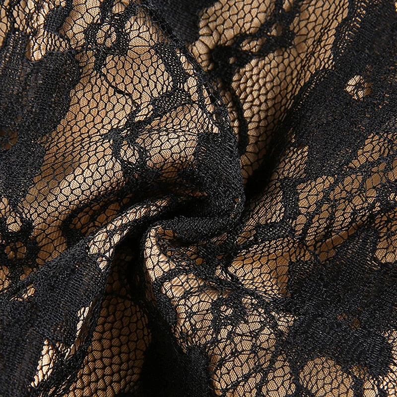 deanwangkt Goth Aesthetic Lace Crop Tops Women Back Zip Up Dark Academia E Girl Clothes Double Layer V Neck Sexy Cami Top - Deanwangkt