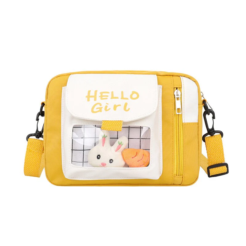 deanwangkt  Japanese Lovely Flap Small Bag Women Rabbit&Carrot Pins Nylon Bag Mini Crossbody Bags For Women Shoulder Bag Phone Bag Purses - Deanwangkt