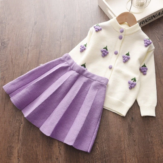 deanwangkt Bear Leader Kids Christmas Sweet Knitwear Suits Girls Baby Plaid Sweaters Coats Suspender Dress Outfits Princess Clothes Sets - Deanwangkt