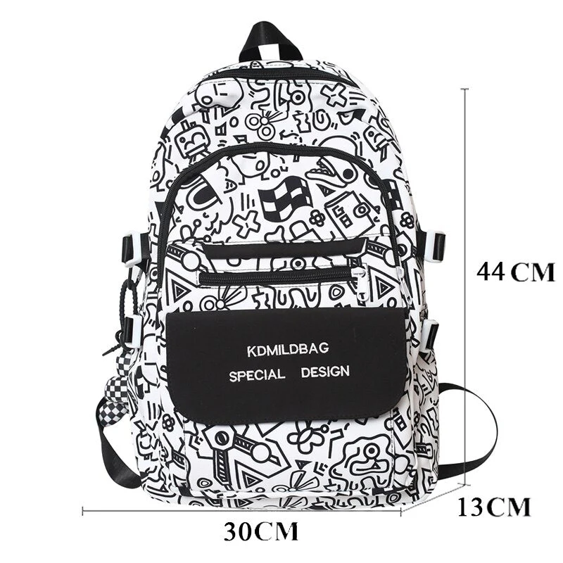 BACK TO SCHOOL  Fashion Waterproof Bookbag for Teenager Girls School Bag Cute Graffiti Design Backpack Women Nylon Kawaii Mochila Boys - Deanwangkt