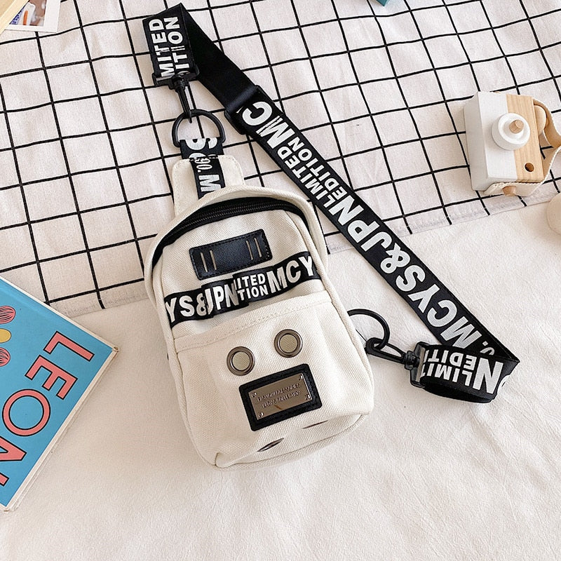 deanwangkt Cute Plush Toy Inside Chest Bag For Women Casual Canvas Bag Women Crossbody Bags Letter Print Strap Shoulder Bag Women Bolso Sac - Deanwangkt